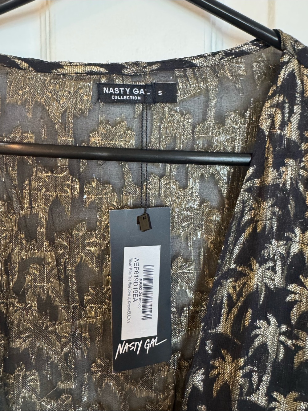 Nasty Gal Black and Gold Sheer Metallic Palm Duster - Picture 5 of 5